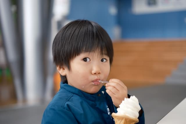 アイスを食べる男の子