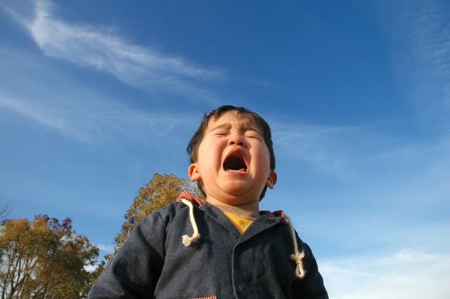 歯医者が嫌いで泣く男の子