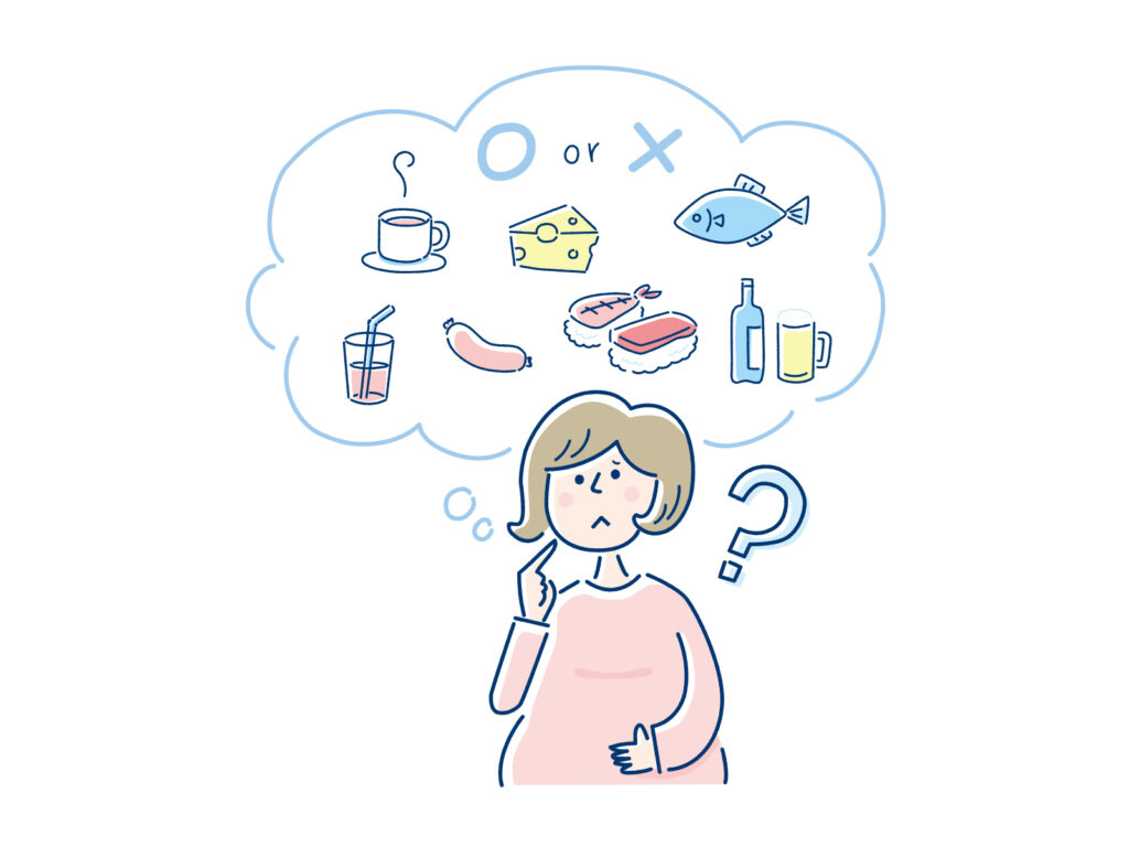 食べられる食事を考える妊娠中の女性